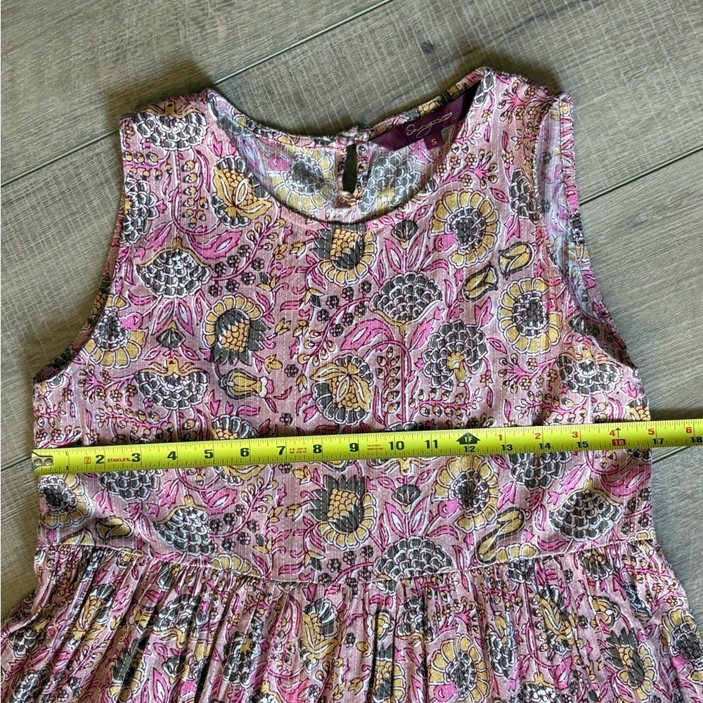 Signature by Sangria Pink and Green Smocked Maxi Sundress - Picture 4 of 7